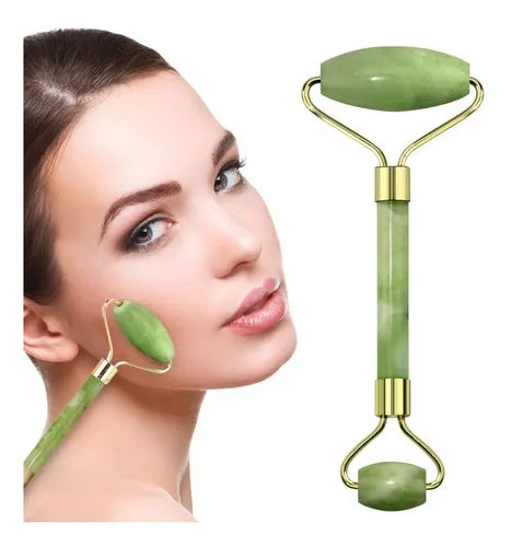 Masajeador Facial a Rodillo de Piedra Jade