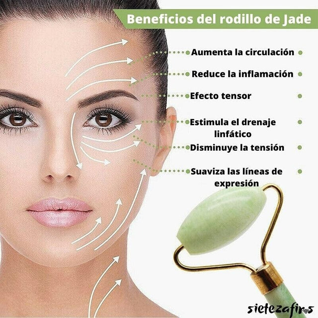 Masajeador Facial a Rodillo de Piedra Jade